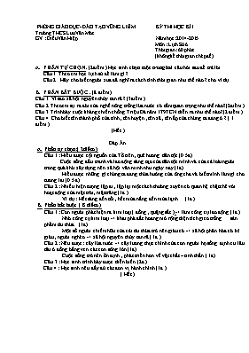 Đề thi học kì I năm học 2014 - 2015 môn Lịch sử 6 - Trường THCS Lưu Văn Mót